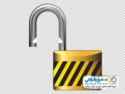 عکس وکتوری قفل آویز با خطوط زرد و مشکی با فرمت png