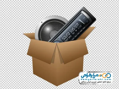 تصویر باند و ضبط ماشین داخل کارتن با فرمت png