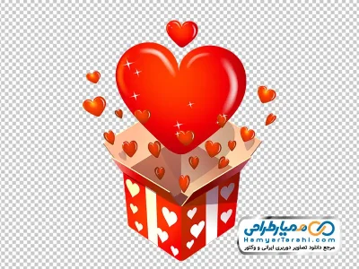 دانلود تصویر وکتوری جعبه هدیه با قلب های پراکنده