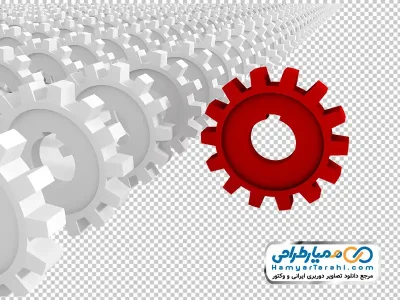 دانلود عکس وکتوری چرخ دنده قرمز در میان چرخ دنده های سفید