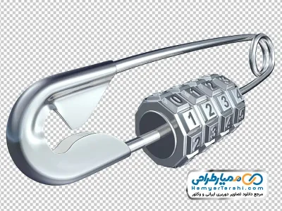 تصویر وکتوری سنجاق قفلی با شماره های رمزدار با فرمت png