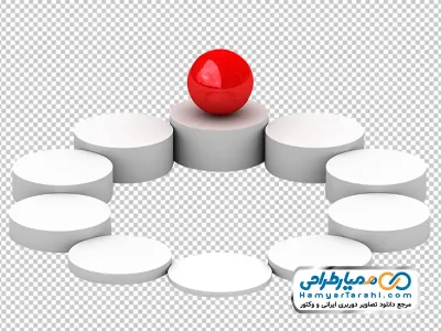 تصویر وکتوری سکو های استوانه ای با گوی قرمز با فرمت png