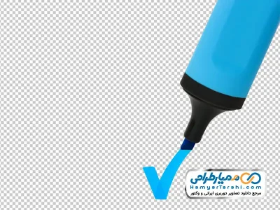 عکس با کیفیت ماژیک علامت زن آبی با علامت تیک