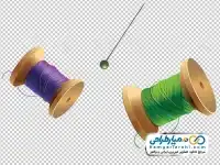 تصویر دوربری قرقره نخ و سوزن
