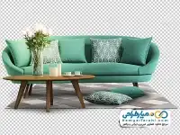 تصویر دوربری مبل سه نفره و میز