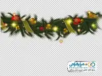 دوربری ریسه برگ درخت کاج و تزئینات کریسمس