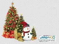 دوربری درخت کریسمس و آدم برفی و کادو