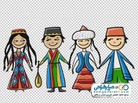 نقاشی مرد و زن با لباس محلی