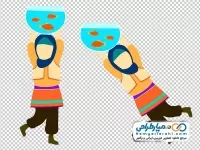 تصویر وکتوری زن با لباس محلی و تنگ ماهی