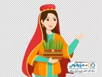 تصویر وکتوری دختر ایرانی با سبزه عید