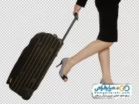 تصویر با کیفیت خانم با ساک مسافرتی