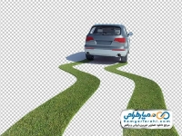نقاشی ماشین شاسی بلند با رد چمن
