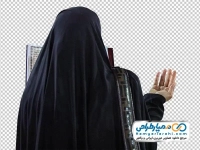 تصویر دوربری دعا خواندن خانم با کتاب دعا