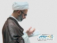 تصویر با کیفیت روحانی در حال قرآن خواندن