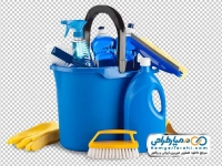 تصویر با کیفیت سطل و مواد شوینده