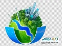 دوربری کره زمین با المان شهری و توربین بادی