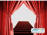 تصویر با کیفیت پرده نمایش و راه پله قرمز