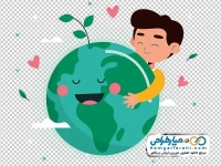 تصویر وکتوری کره زمین در دست پسر