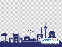 نقاشی سیاه و سفید المان های گردشگری ایران