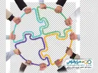 تصویر دوربری تکه های پازل در دست