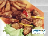 تصویر دوربری خوراک مرغ و سیب زمینی