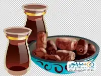 تصویر png چای و خرما