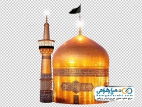 تصویر با کیفیت گنبد و گلدسته امام رضا با پرچم مشکی
