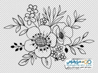 فایل png گل های سیاه و سفید با دست طراحی شده