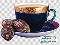 دوربری فنجان چای و خرما