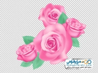 تصویر دوربری شده نقاشی گل های رز صورتی زیبا