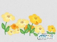 تصویر دوربری شده نقاشی گل های زرد با برگ های سبز