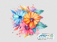 تصویر دوربری شده وکتوری نقاشی شده گل های بوهو رنگارنگ
