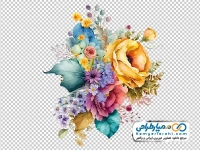 تصویر دوربری شده گل های رنگارنگ کارت پستالی