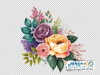 تصویر دوربری شده دسته گل زیبا به صورت نقاشی