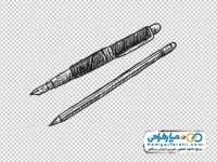 تصویر سیاه و سفید مداد و روان نویس