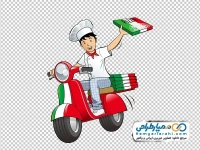 تصویر وکتوری پیک موتوری پیتزا فروشی