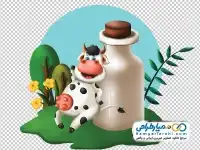 تصویر png شیشه شیر و گاو