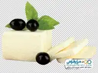 دوربری تصویر پنیر صبحانه و زیتون سیاه