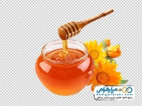 تصویر png شیشه عسل و چوب عسل خوری