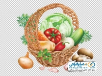 عکس وکتوری سبزیجات در سبد حصیری
