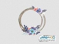 تصویر دوربری شده حلقه گل آبی و بنفش