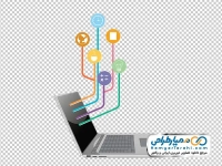 تصویر وکتوری لپ تاپ و آیکون ها