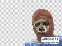 تصویر png مرد با صورت سوخته بانداژ شده