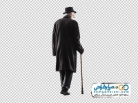 تصویر png پیرمرد با عصا
