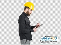 تصویر png تکنسین ساختمان با کلاه ایمنی