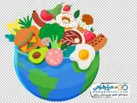 دوربری تصویر کره زمین و غذا