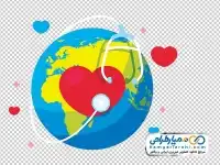 دوربری کره زمین و گوشی پزشکی