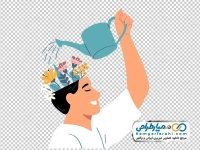 عکس وکتوری آبیاری گل های داخل سر انسان
