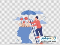 عکس وکتوری چتر بالای گل های داخل سر انسان