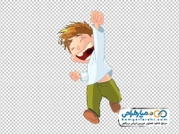 تصویر کارتونی پسر بچه در حال شادی کردن